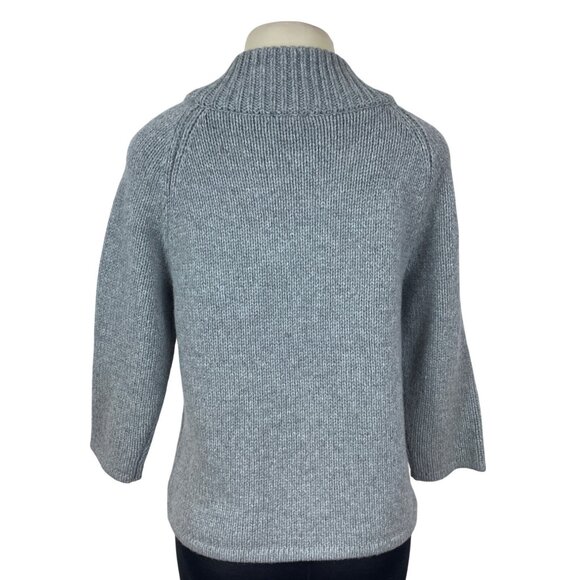 Talbots Women’s Gray Double-Breasted Knit Sweater Jacket Mock Neck Sz S - New - Picture 4 of 9